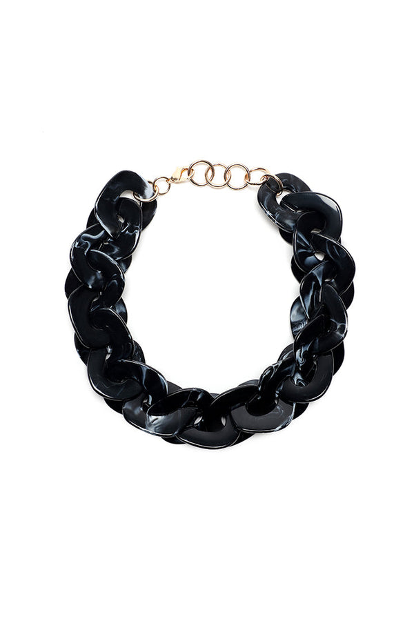 Choice Flat Geometric Chunky Acrylic Choker Black