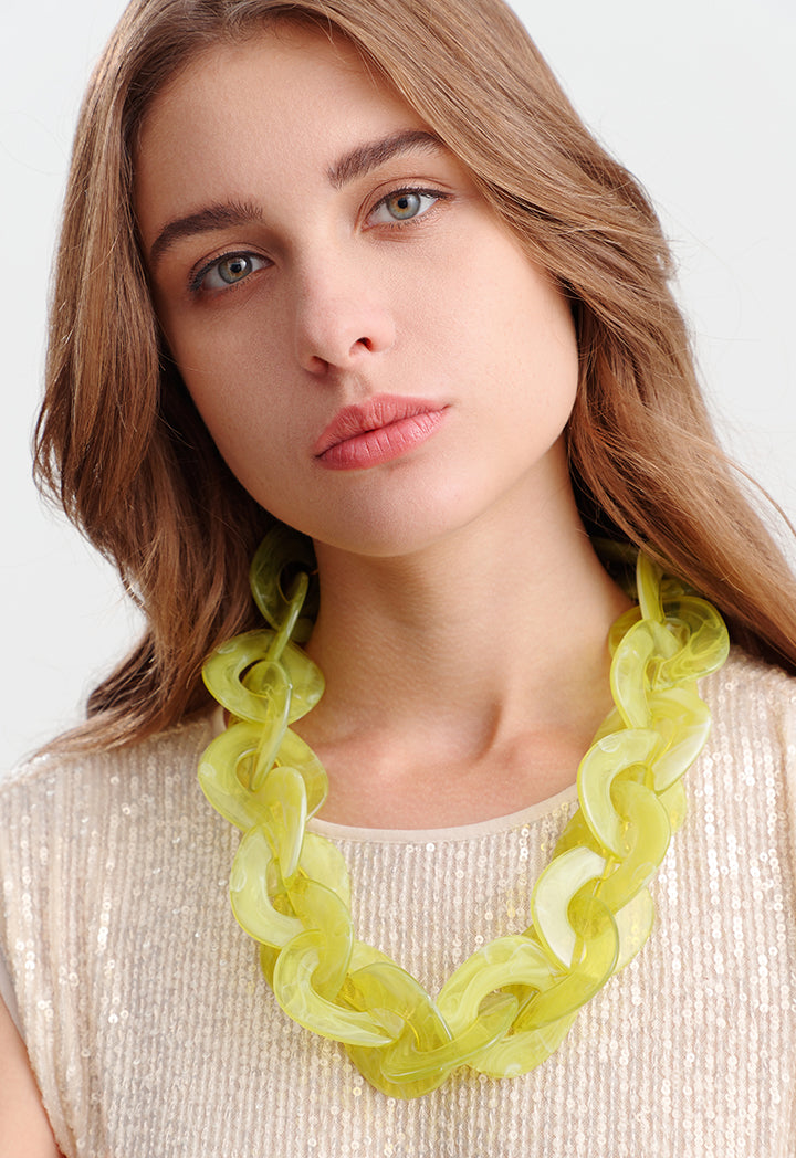 Choice Flat Geometric Chunky Acrylic Choker Lime