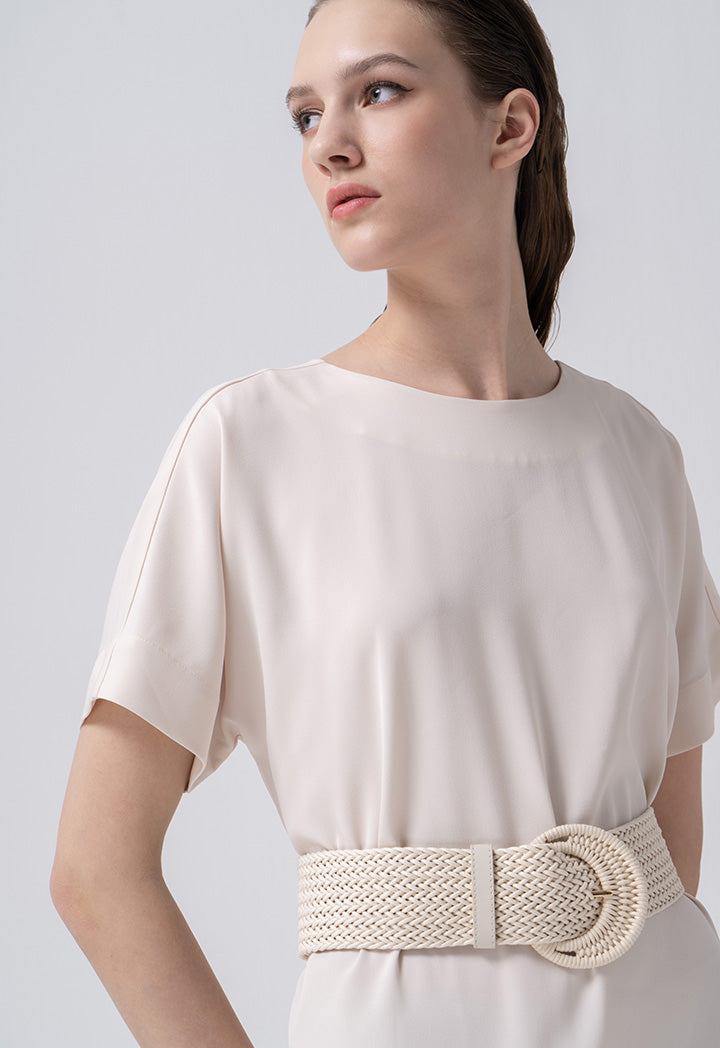 Choice Braided Belt With Buckle Detail Light Beige