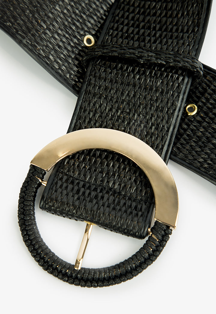 Choice Braided Belt With Buckle Detail Black