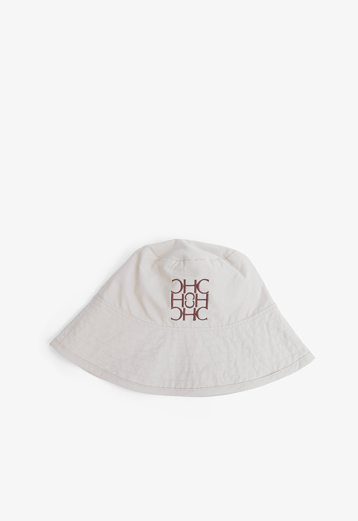 Choice Solid Branded Bucket Hat  Beige