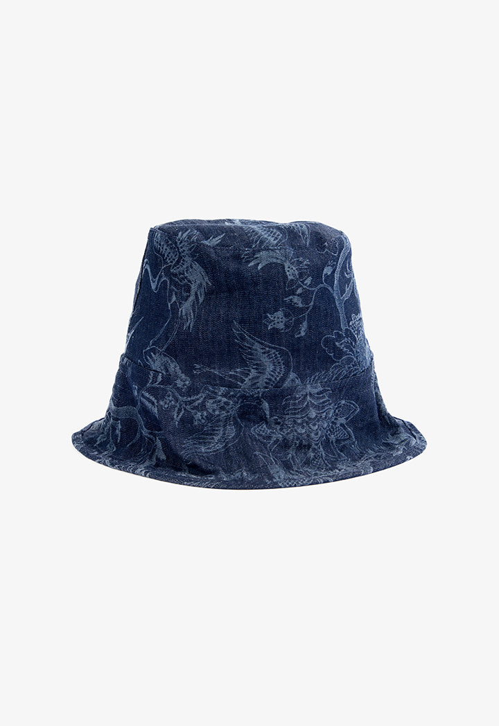 Choice Printed Bucket Denim Hat Blue