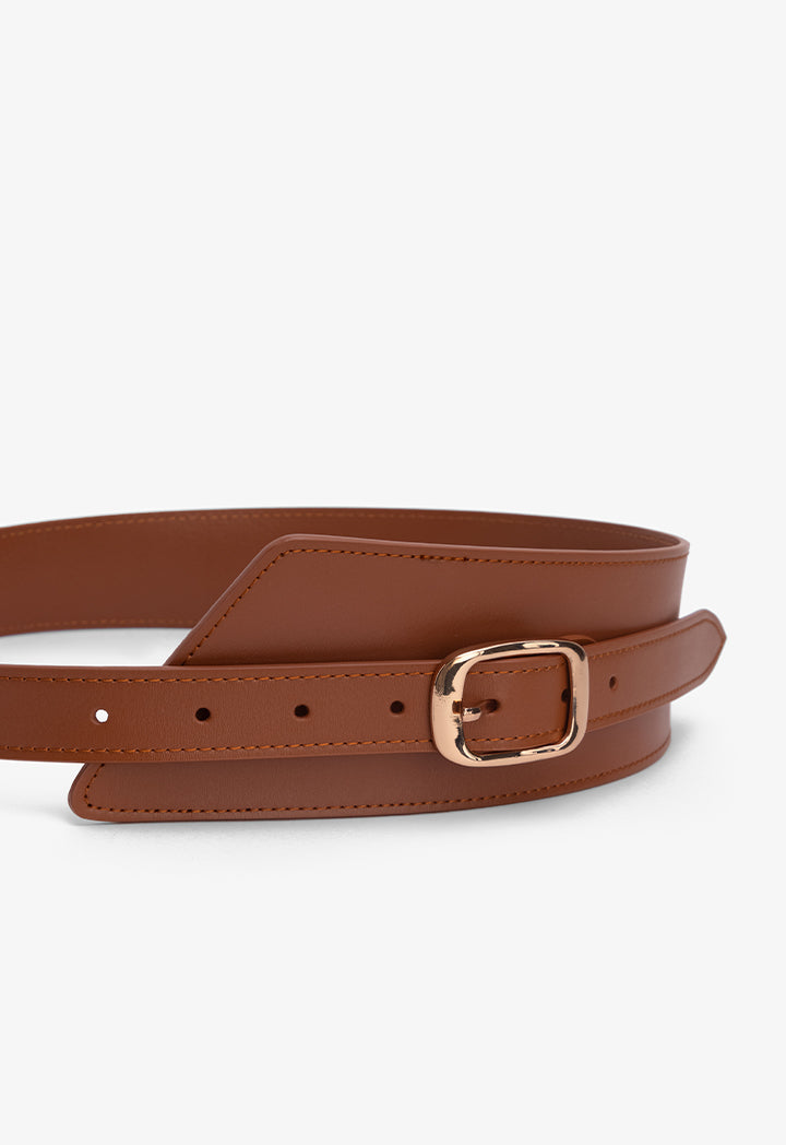 Choice Solid Wide Waist Belt Camel