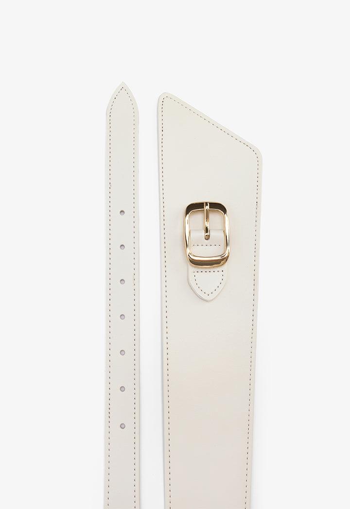 Choice Solid Wide Waist Belt Off White