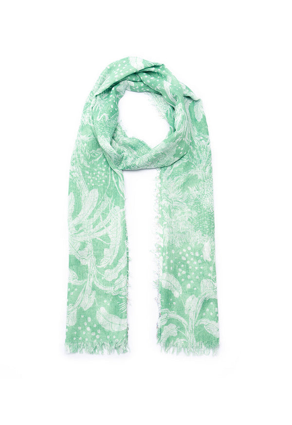 Choice Tassel Trimmed Printed Scarf Green