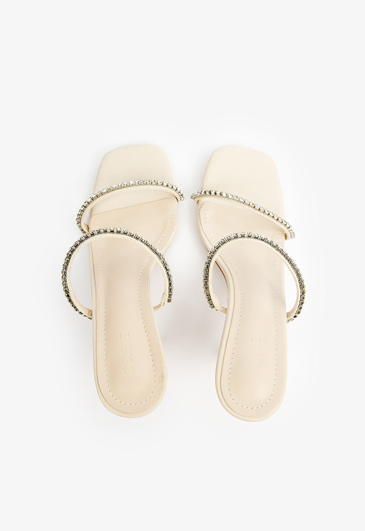 Choice Embellished Strappy Slip On Sandals Beige