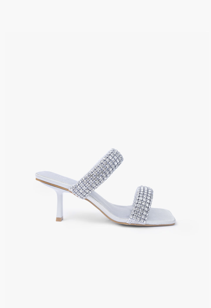 Choice Embellished Strappy Heeled Sandals Silver