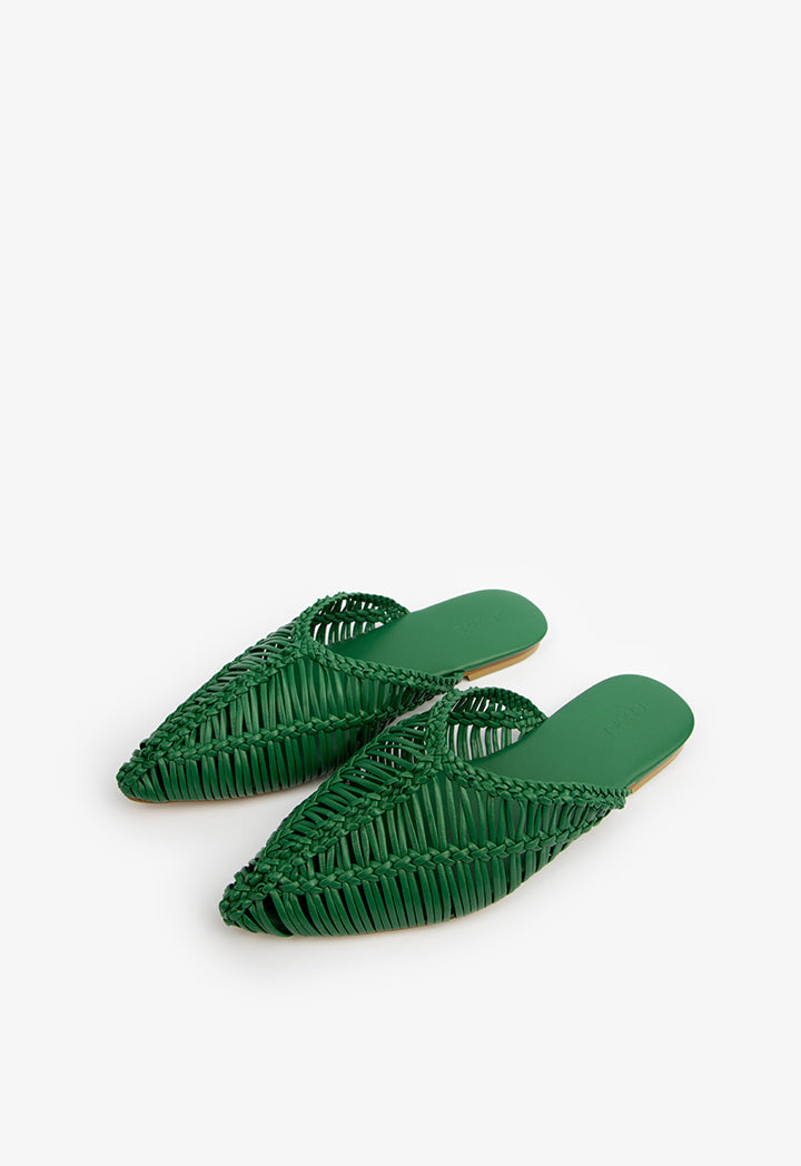 Choice Braided Flat Mules Green