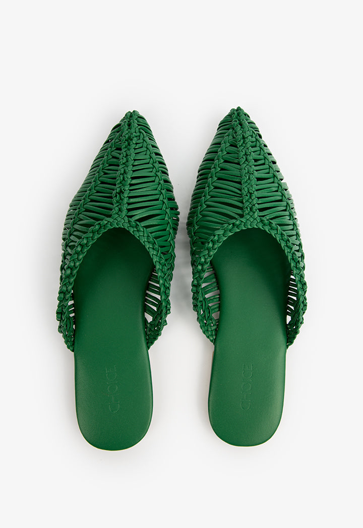 Choice Braided Flat Mules Green