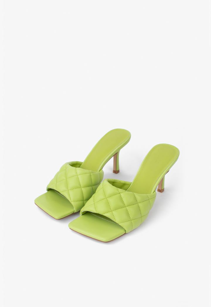 Choice Solid Quilted Heeled Sandals Lime