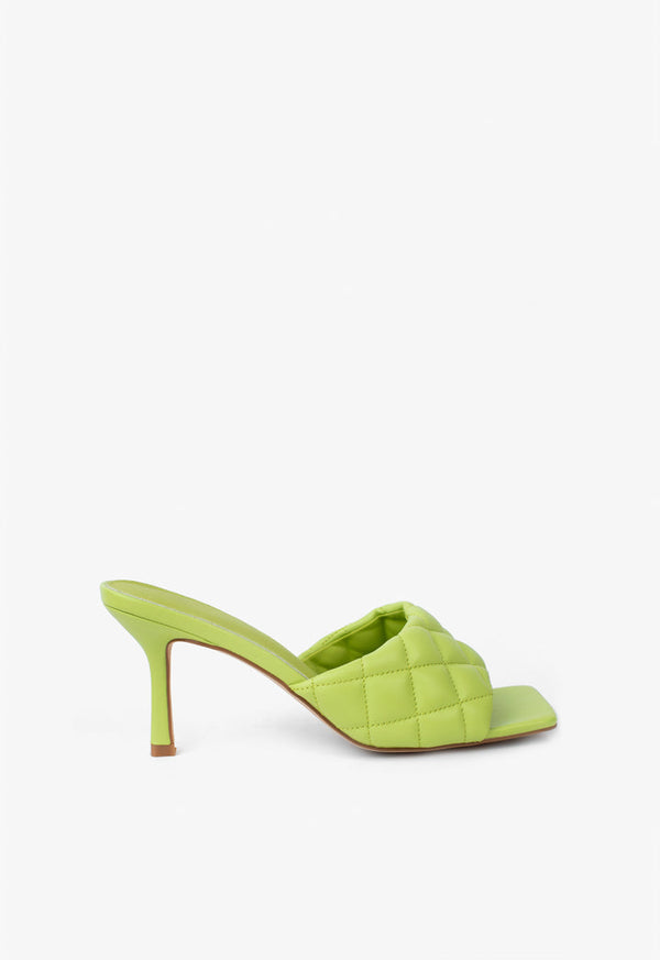 Choice Solid Quilted Heeled Sandals Lime