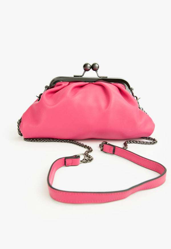 Choice Clutch Bag With Metallic Chain Fushia