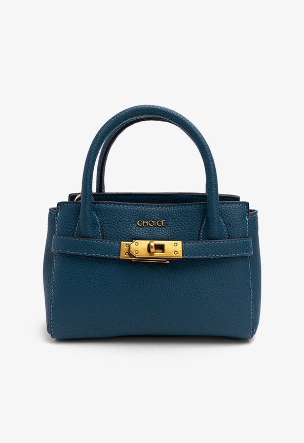 Choice Solid Metallic Turnlock Handbag Teal