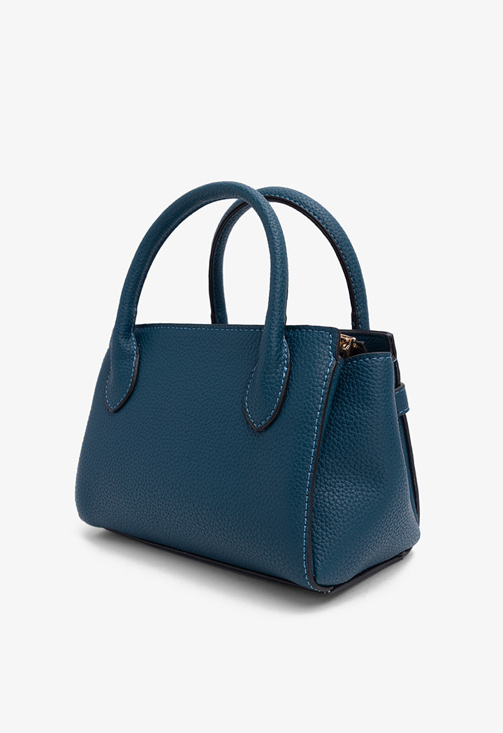 Choice Solid Metallic Turnlock Handbag Teal