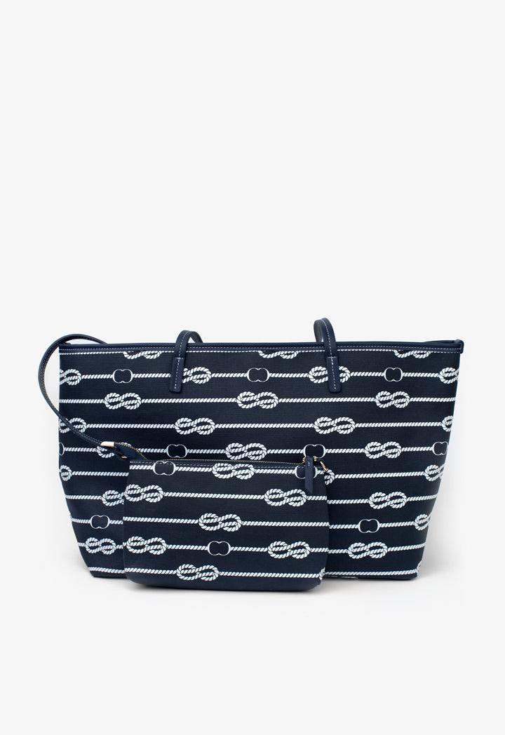 Choice Knot Pattern Printed Tote Bag Navy