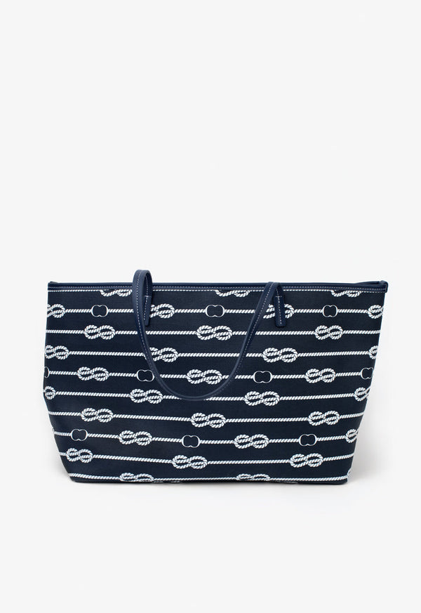 Choice Knot Pattern Printed Tote Bag Navy