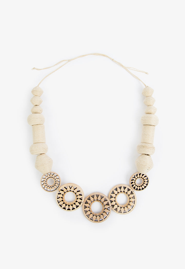 Choice Geometrical Thread Wrapped Necklace Light Beige