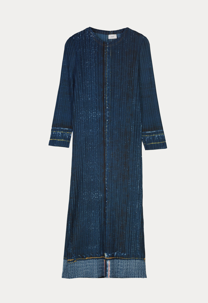 Choice Denim Stitched Detail Midi Dress Navy