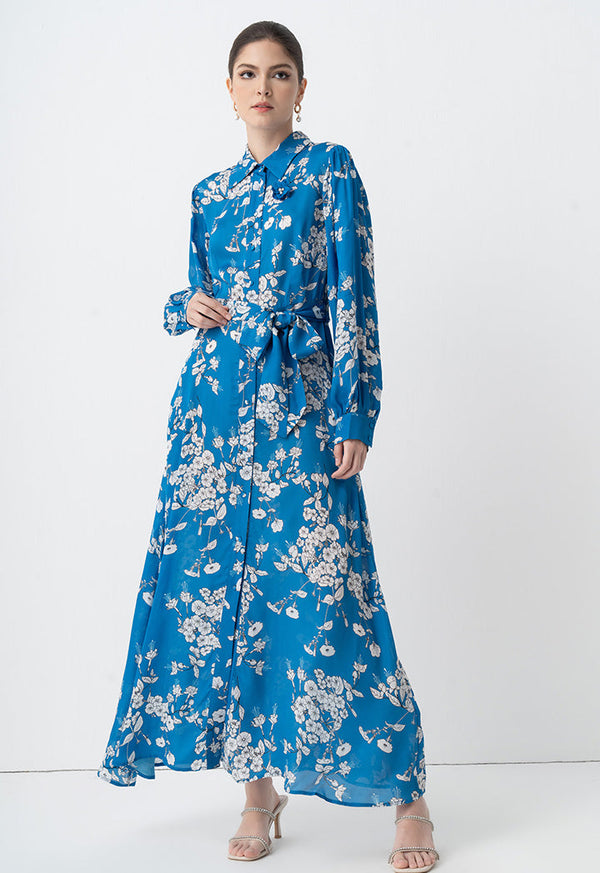 Choice Floral Printed Maxi Shirt Dress Print