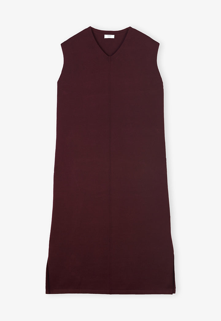 Choice V-Neck Sleeveless Knitted Dress Wine