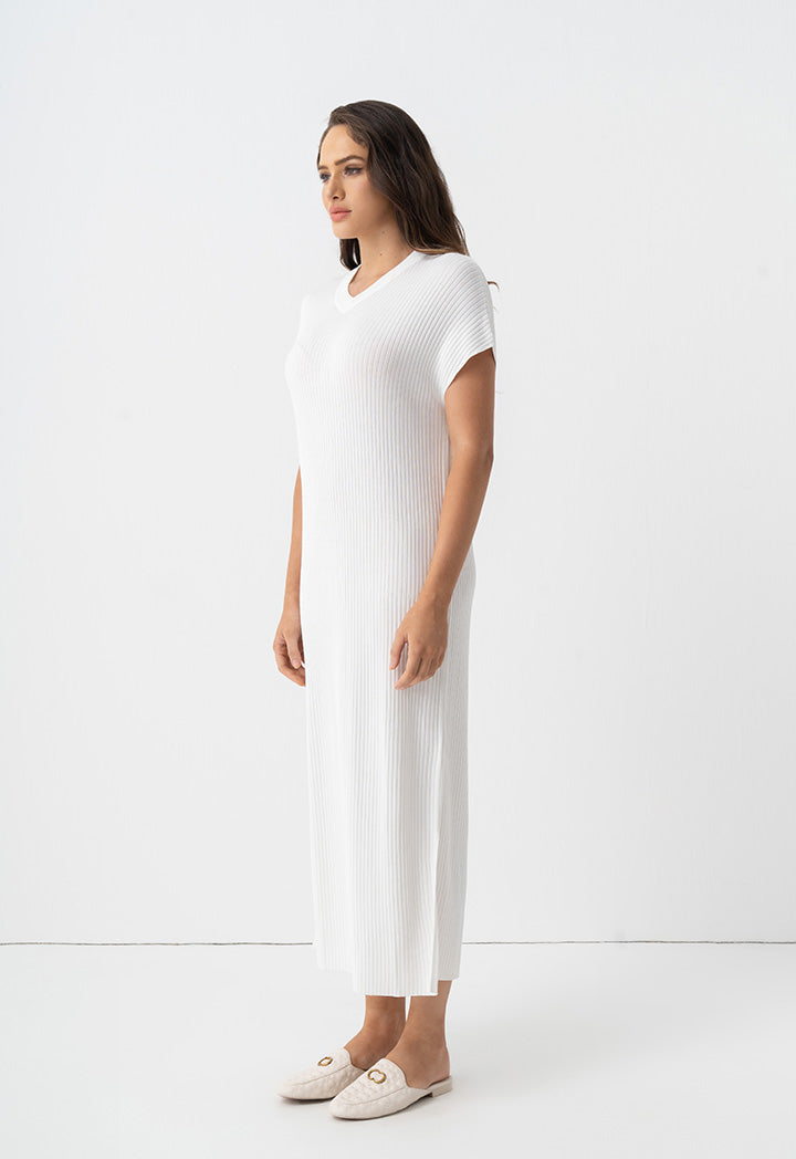 Choice Sleeveless Knitted Maxi Dress Off White