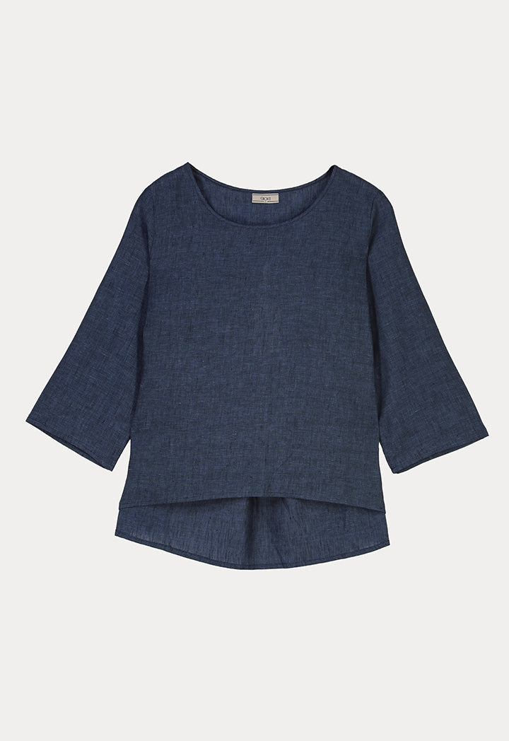 Choice Textured High Low Blouse Indigo