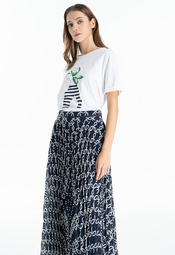 Choice Classic Lady Motif Printed T-Shirt Offwhite