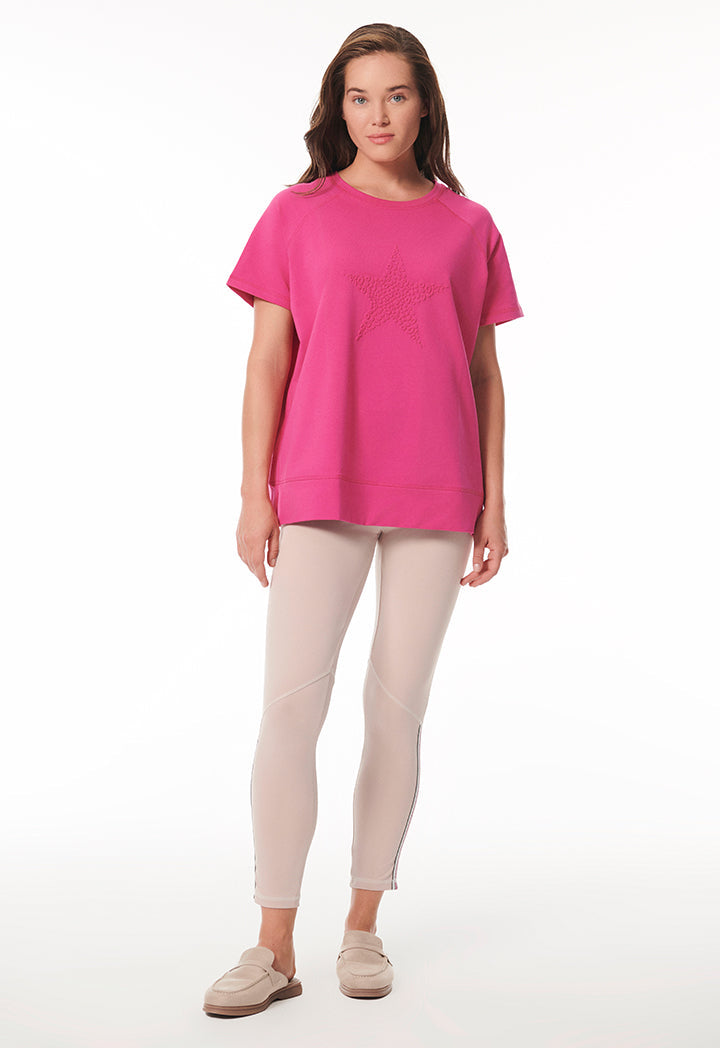 Choice Embossed Star Fancy T-Shirt Pink