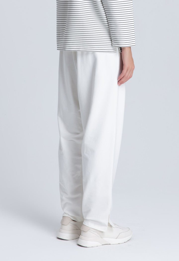 Choice Leg Snap Button Slit Side Pants Off White