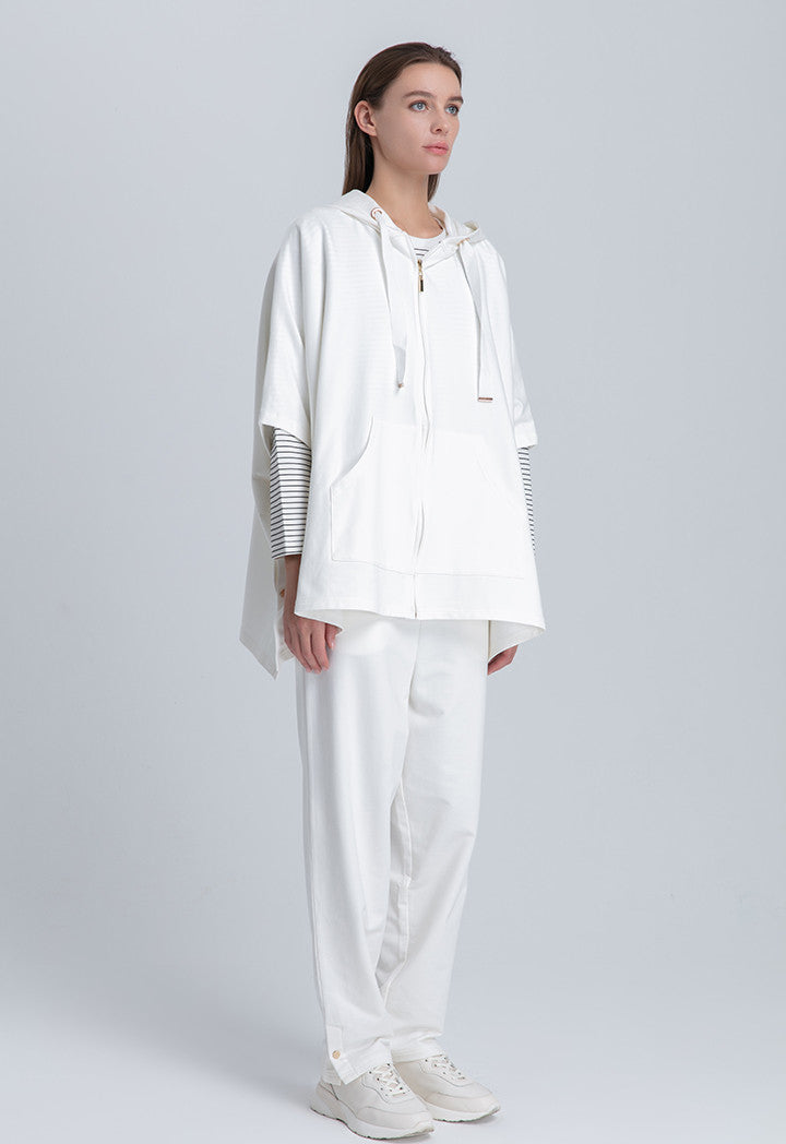 Choice Leg Snap Button Slit Side Pants Off White