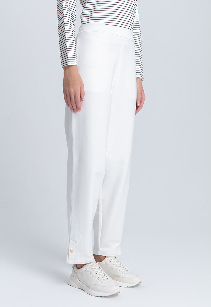 Choice Leg Snap Button Slit Side Pants Off White