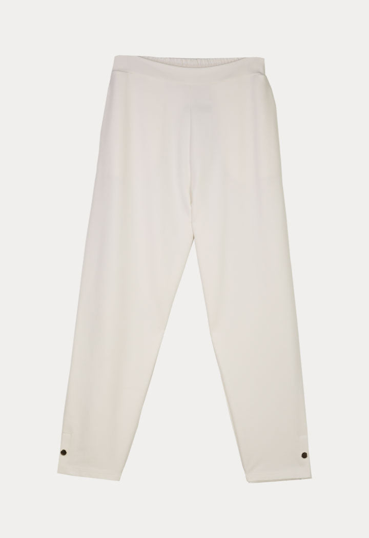 Choice Leg Snap Button Slit Side Pants Off White