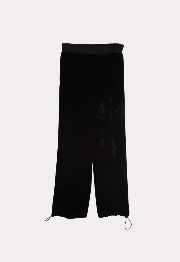 Choice Drawstring Cuff Loose Velour Sweatpants Black