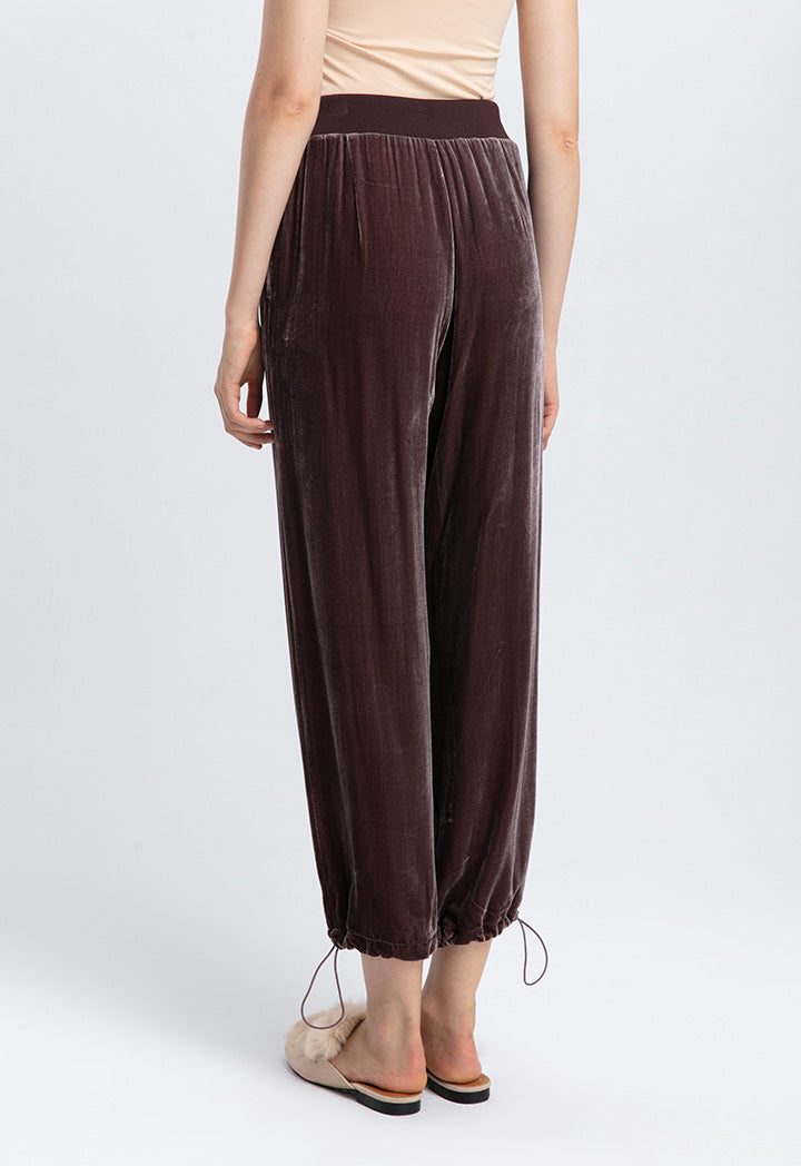 Choice Drawstring Cuff Loose Velour Sweatpants Vison