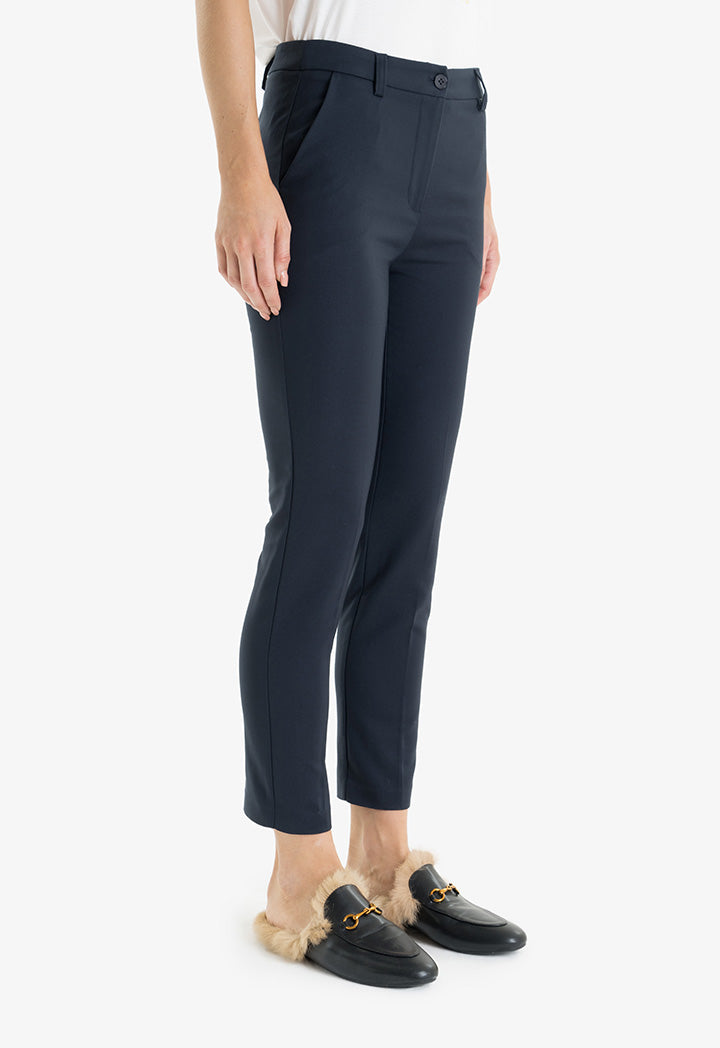 Choice Solid Slim Fit Trousers Navy