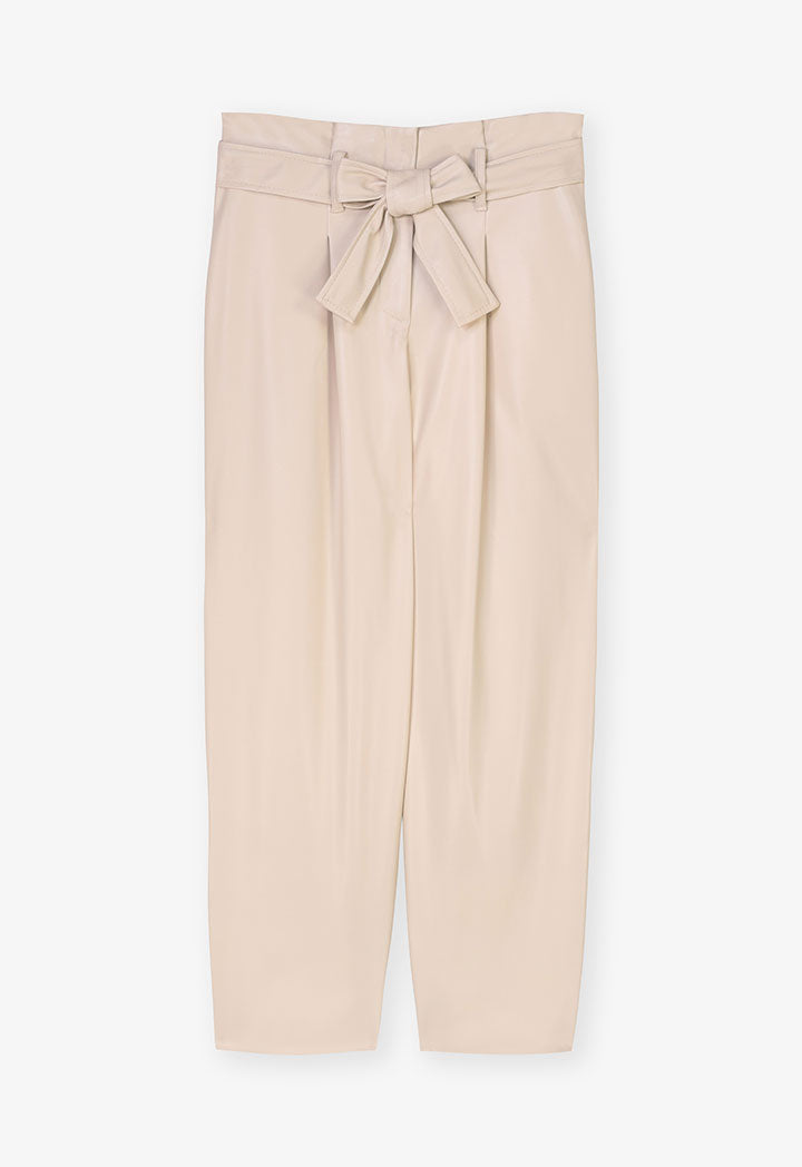 Choice Leather-Look Trousers Sand