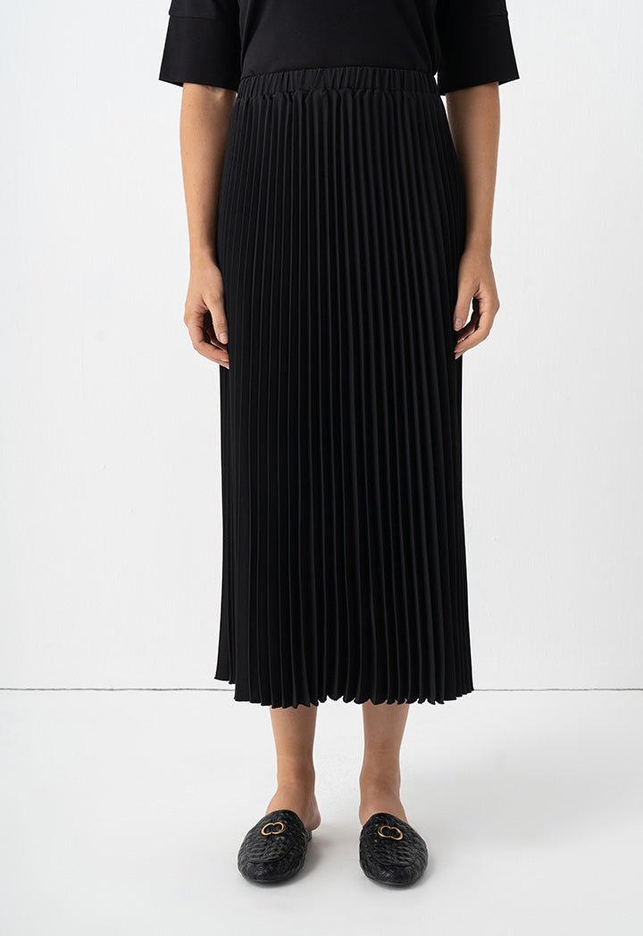 Choice High Waist Pleated Skirt Black