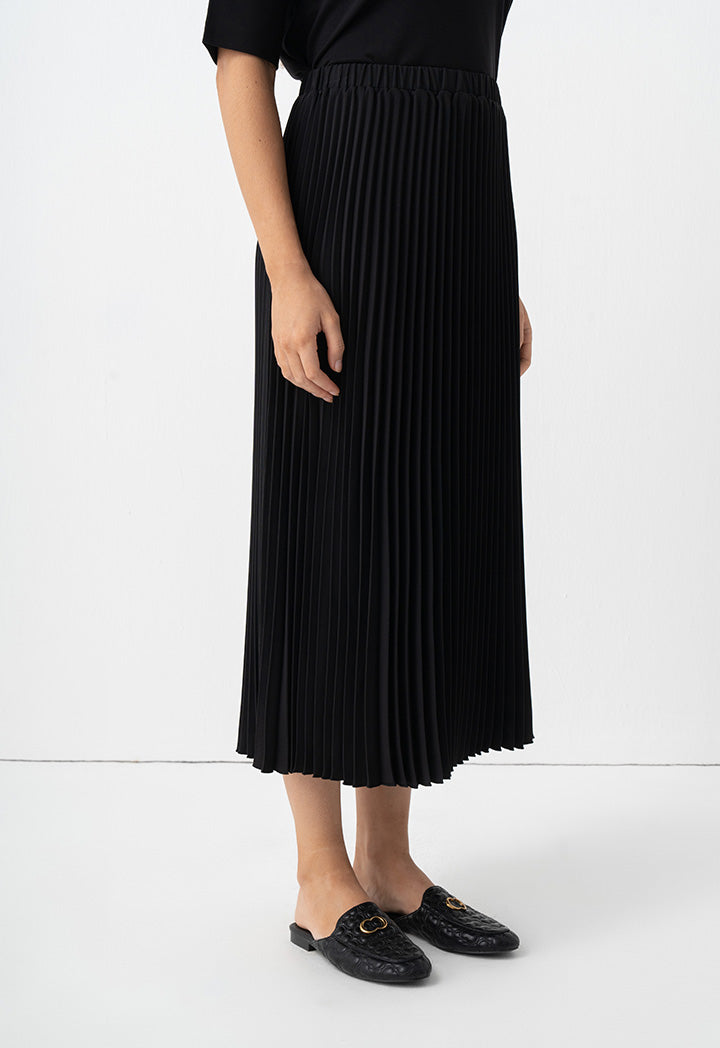 Choice High Waist Pleated Skirt Black