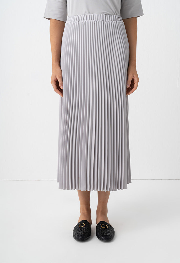 Choice High Waist Pleated Skirt Grey