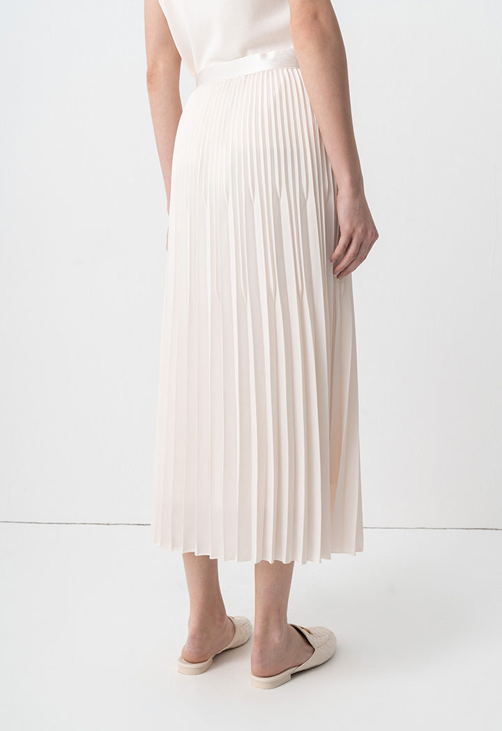 Choice Basic Pleated Flared Skirt Cream