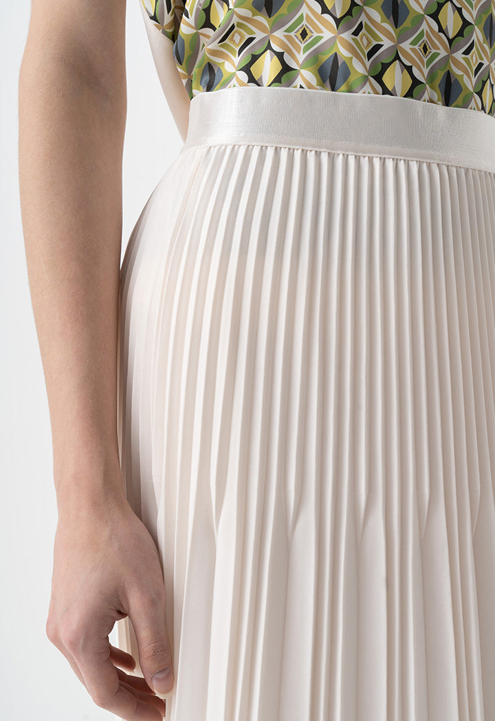 Choice Basic Pleated Flared Skirt Cream