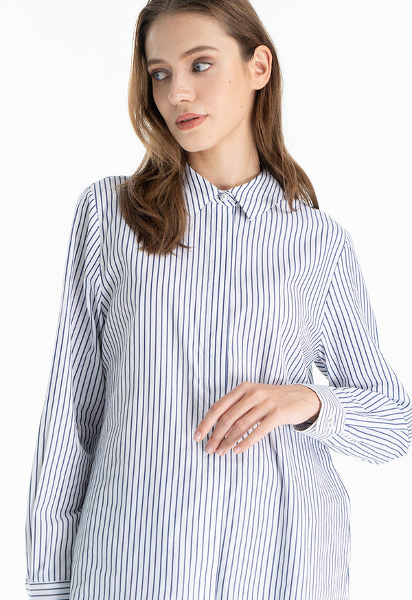 Choice Contrast Stripe Shirt Navy