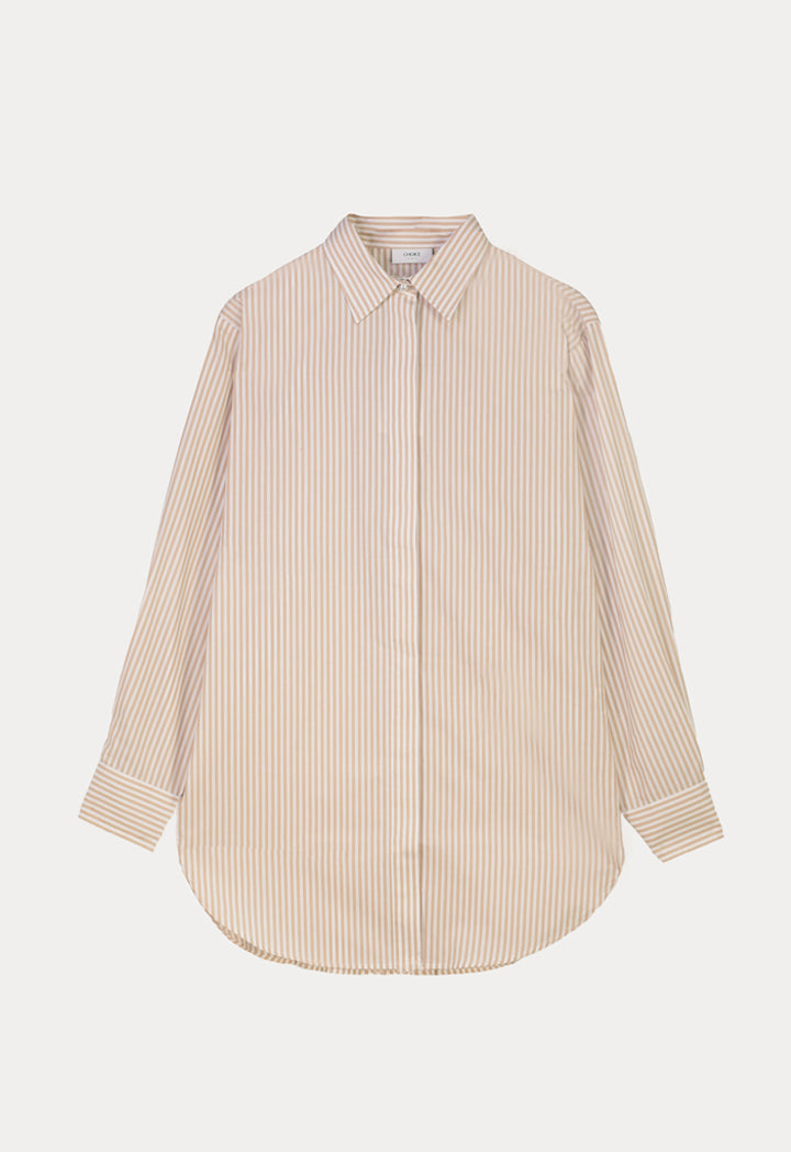 Choice Contrast Stripe Shirt Beige