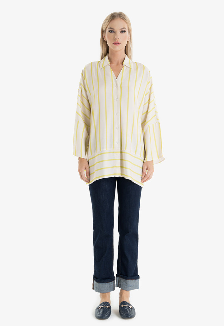 Choice Contrast Striped Pattern Shirt  Sand