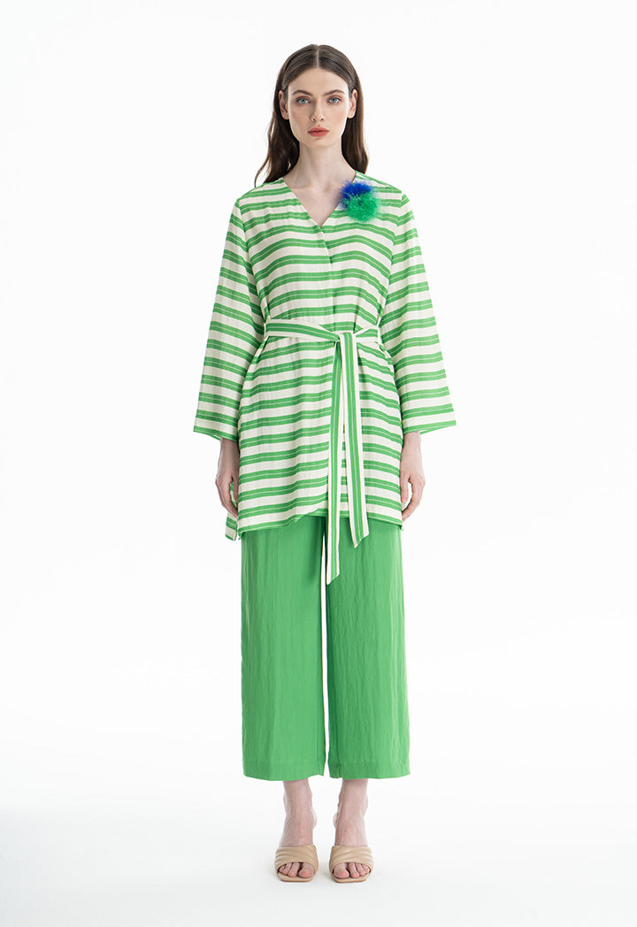 Choice Contrast Vertical Stripe Outer Jacket Green