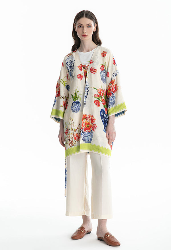 Choice Floral Printed Loose Cardigan Multicolor