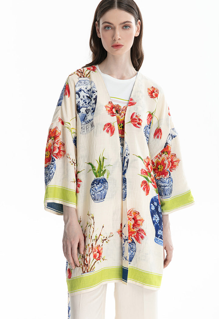 Choice Floral Printed Loose Cardigan Multicolor