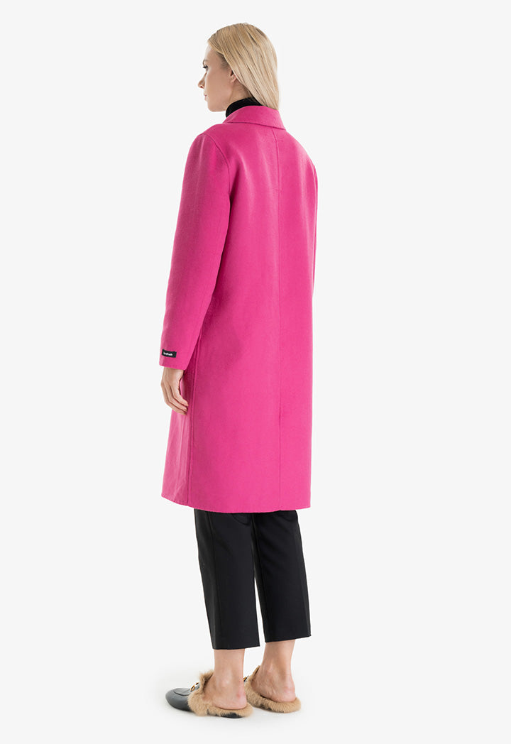 Choice Double-Breasted Midi Coat Fushia