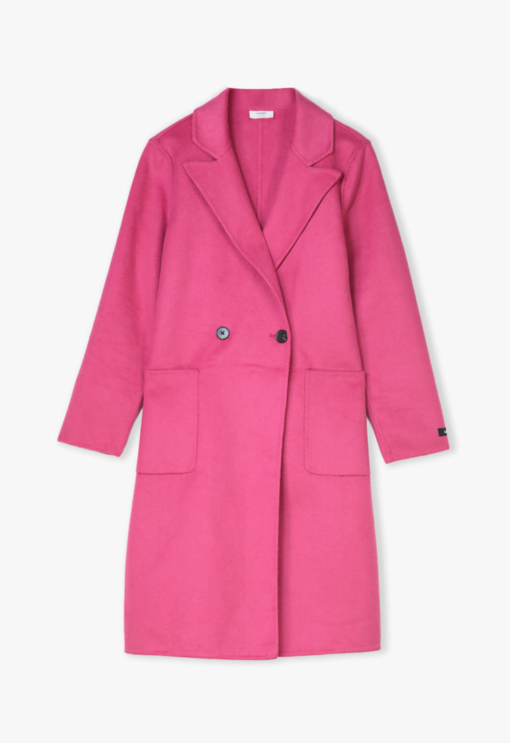 Choice Double-Breasted Midi Coat Fushia