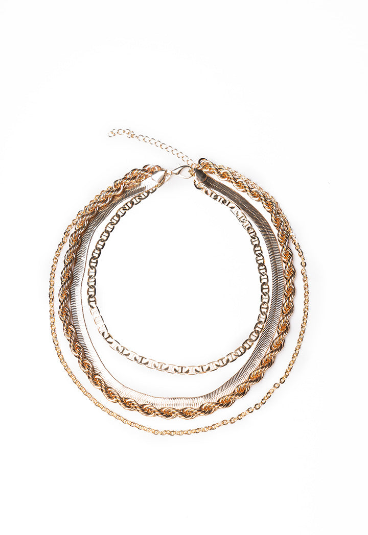 Choice Twisted Chain Multi Layer Necklace Gold